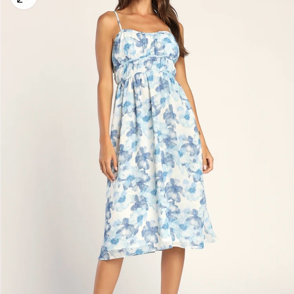 Floral Blue Midi Dress